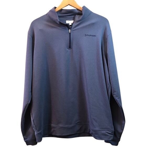 Peter Millar Perth Melange Quarter Zip Performance Pullover Navy Size XL - Picture 1 of 8